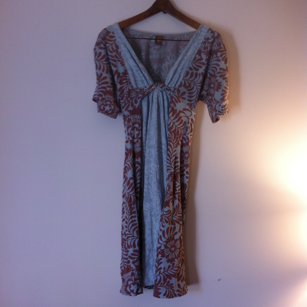 Blue & Brown Mini Dress Lightweight Summer
